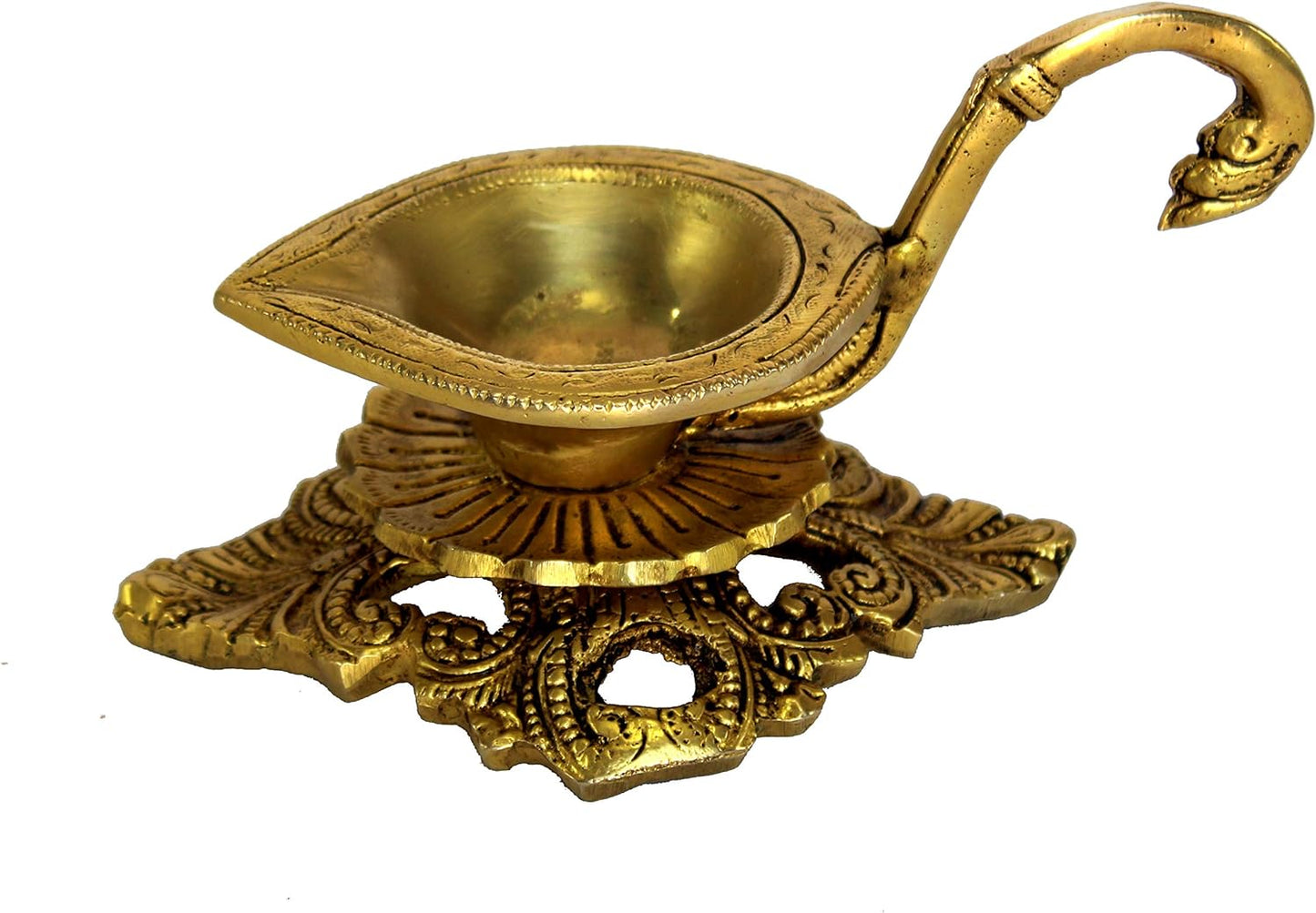 Brass Diya - 9 cms | Oil Lamp | Home Decor | Brass Deepam | Brass Lamps | Kuthu Vilakku | Lamps for Home and Office