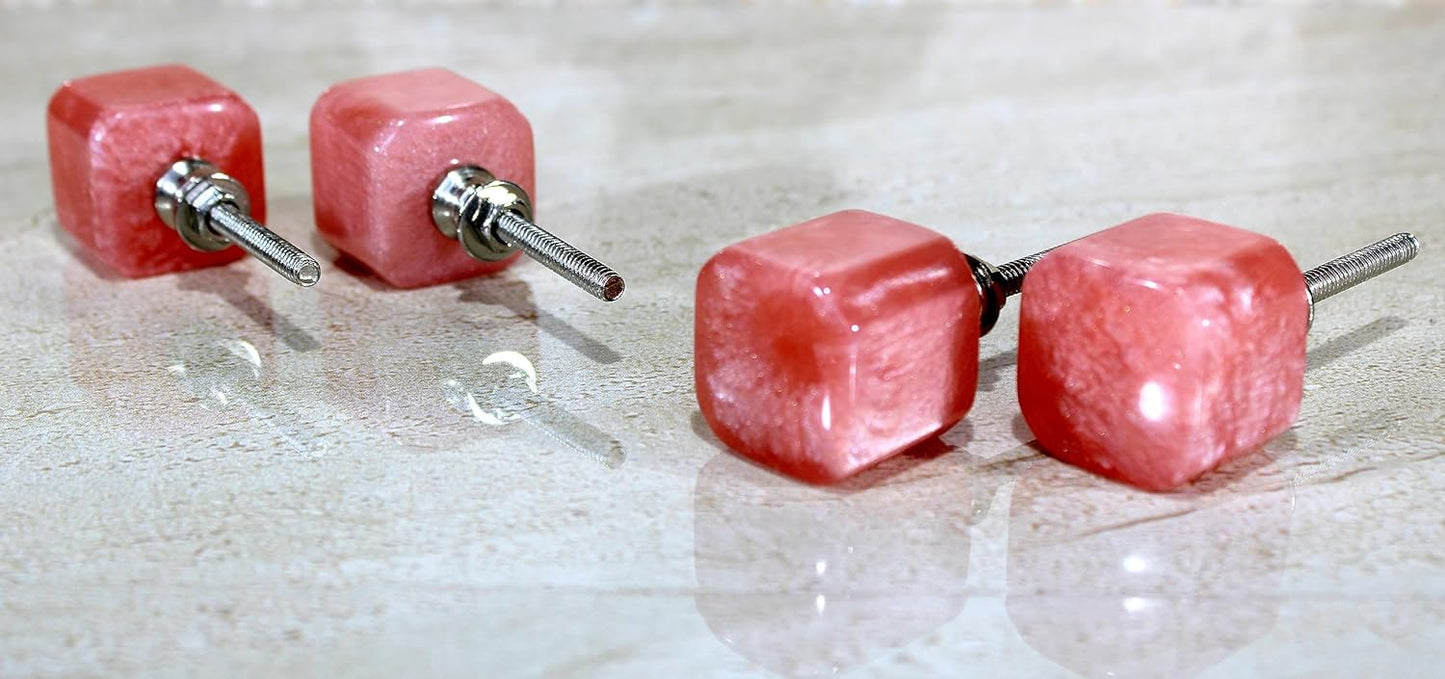 eSplanade Cupboard Drawer Door Acrylic Knobs - Set of 4 | Drawer Handles Cupboard Pulls Almirah Hooks | Acrylic Plastic - Diameter 4 cms (Pink)