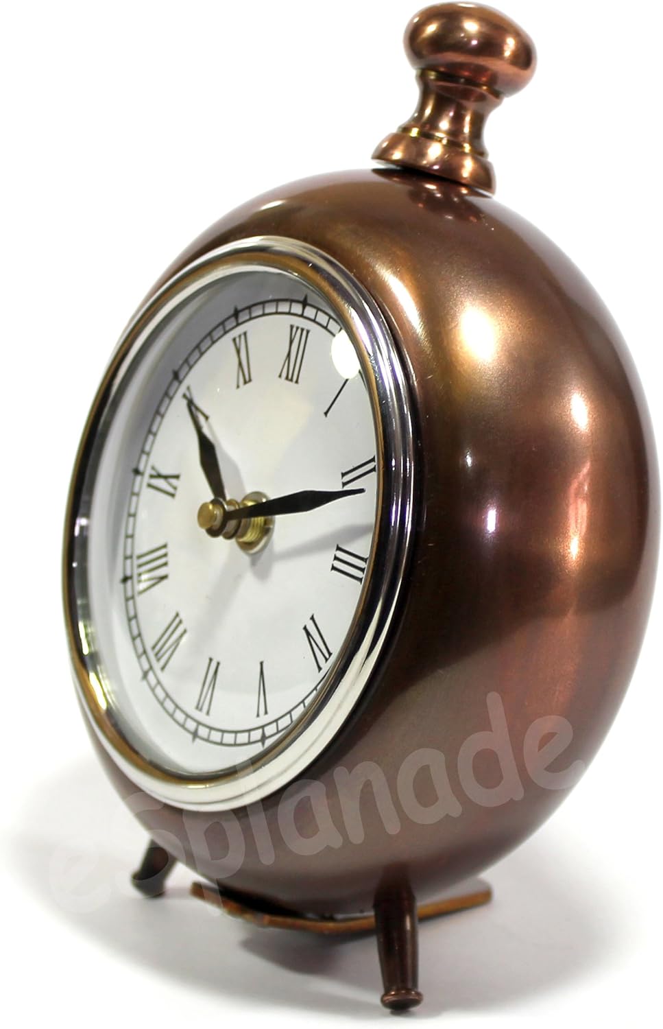 eSplanade European Style Vintage Clock Table Desk Shelf Clock - Metal - Chrome Finish - 7" Inches