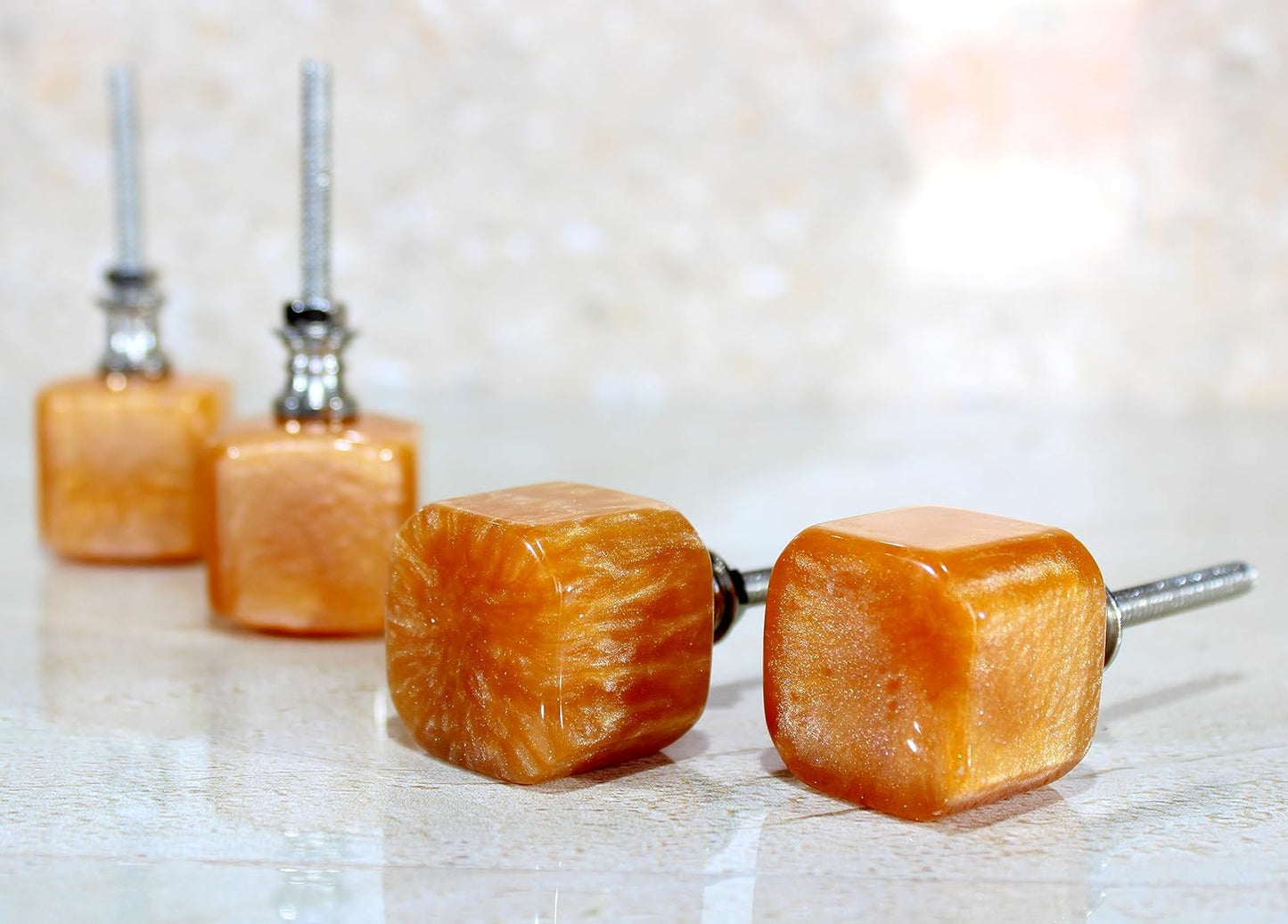 eSplanade Cupboard Drawer Door Acrylic Knobs - Set of 4 | Drawer Handles Cupboard Pulls Almirah Hooks | Acrylic Plastic - Diameter 4 cms (Orange)