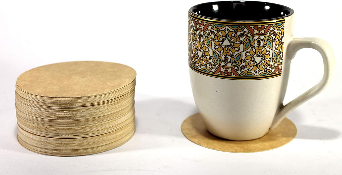 eSplanade Disposable Coaster - Made of Paper (Set of 100) - Use and Throw Reversible Coasters - Perfect for Bar, Hotel, Restaurant purpose & Parties (Brown Round)
