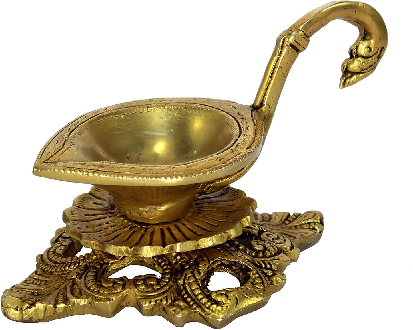 Brass Diya - 9 cms | Oil Lamp | Home Decor | Brass Deepam | Brass Lamps | Kuthu Vilakku | Lamps for Home and Office