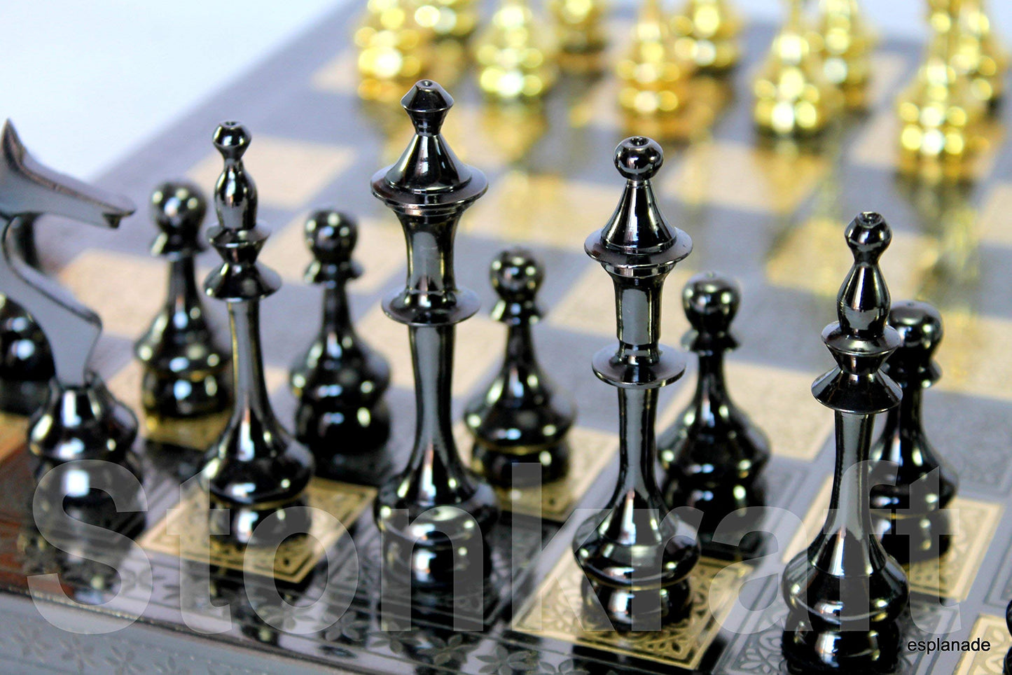 StonKraft Brass Wooden Chess Pieces Pawns Chessmen Figure Figurine Pieces Coins