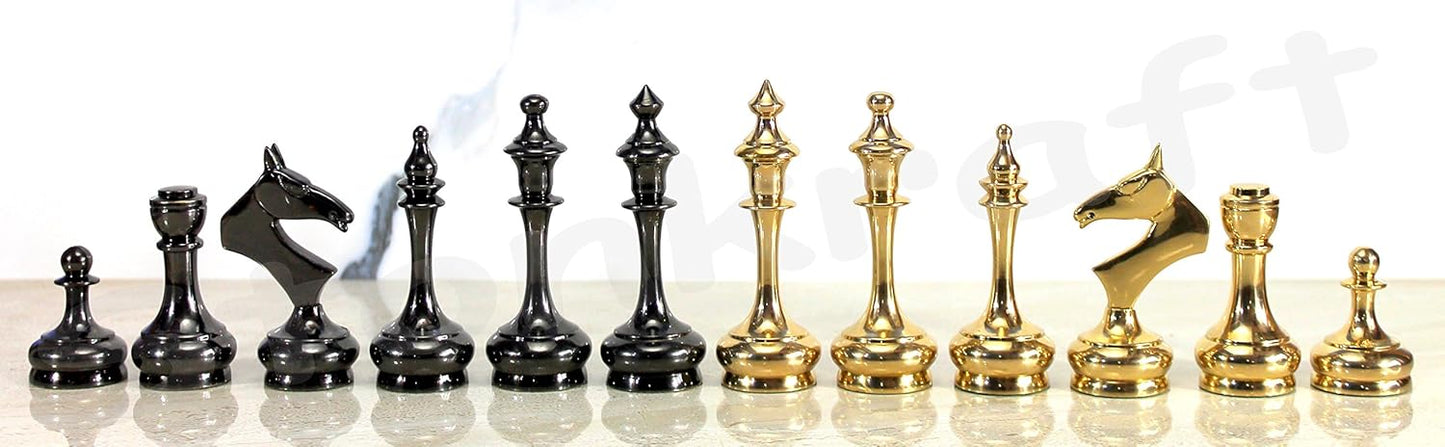 StonKraft Brass Chess Pieces Chess Coins Pawns Chessmen (Gold, 3.75" Latest)