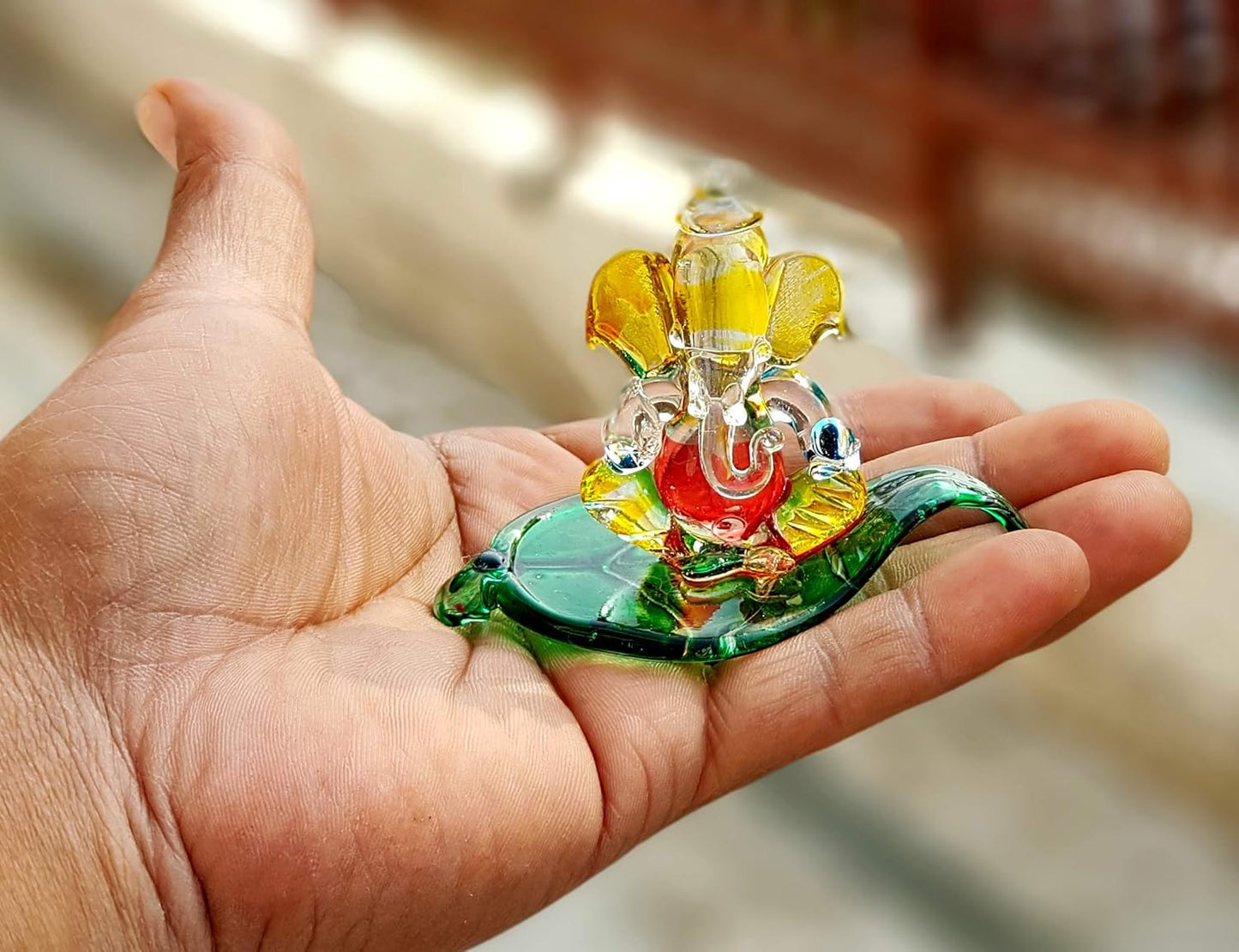 StonKraft Ganesha Ganesh Murti Idol Statue Sculpture (2.5") Car Dashboard Idols | Crystal Glass