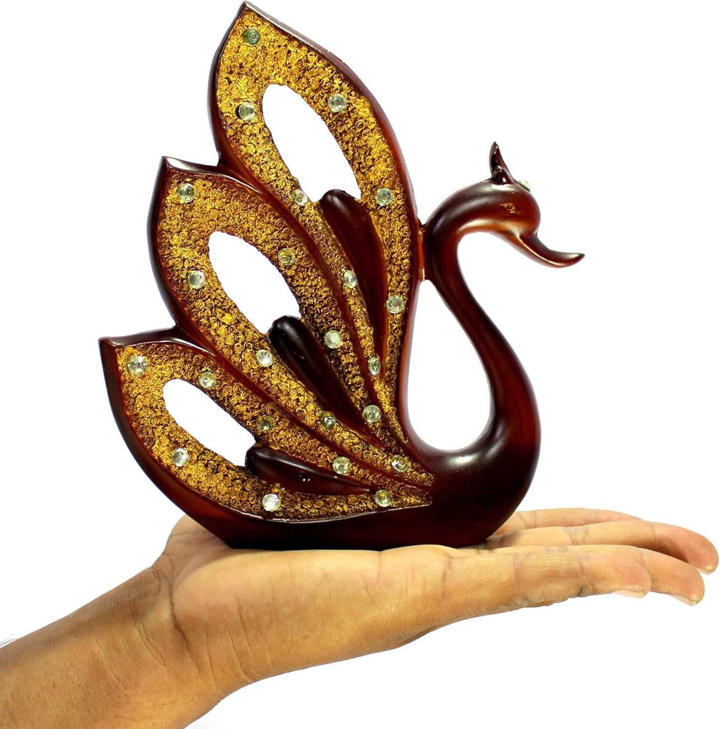 eSplanade Duck/Swan Pair - Set of 2 - Decorative Sculpture Showpiece | Decorative Items - Home Decor | Resin - 8.5" Inches - Brown