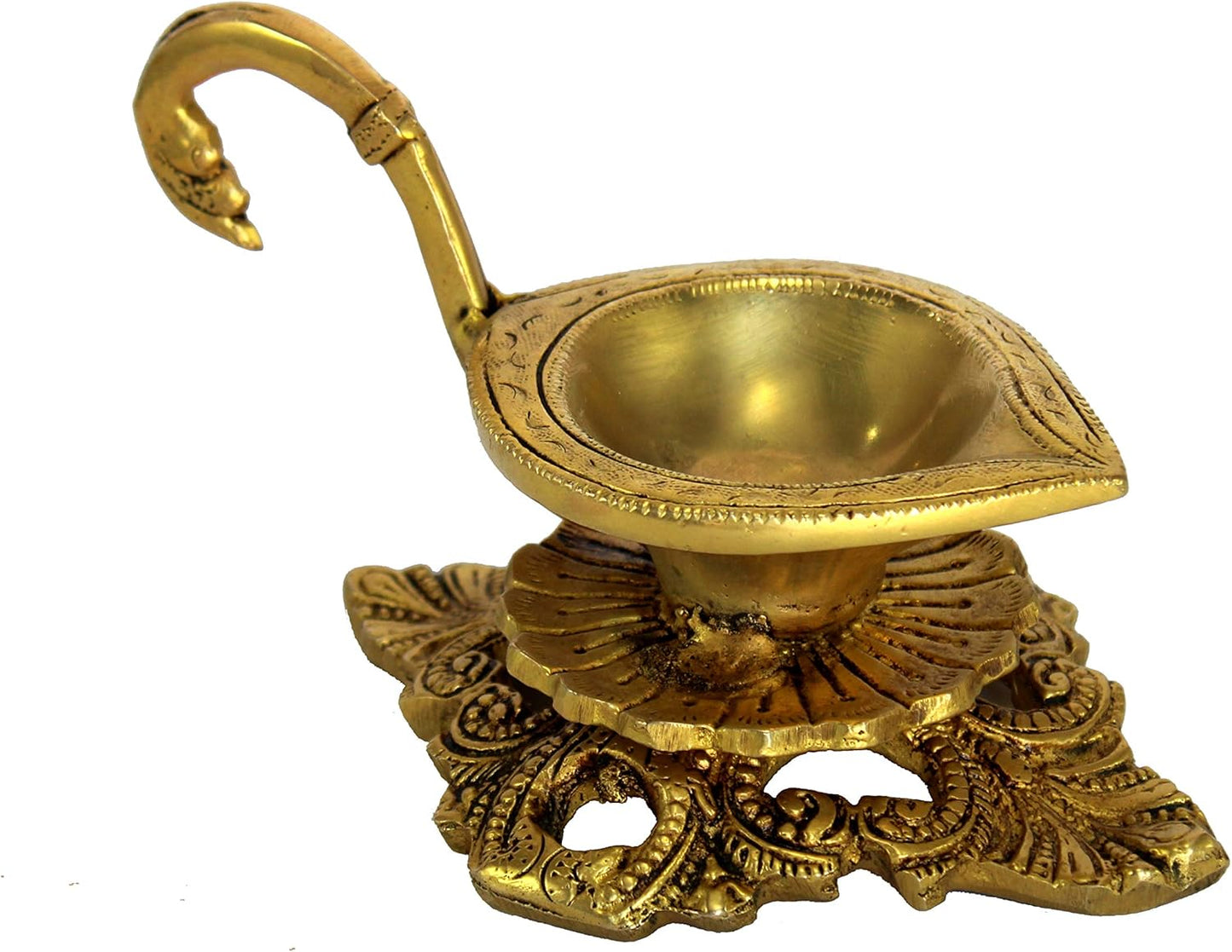 Brass Diya - 9 cms | Oil Lamp | Home Decor | Brass Deepam | Brass Lamps | Kuthu Vilakku | Lamps for Home and Office