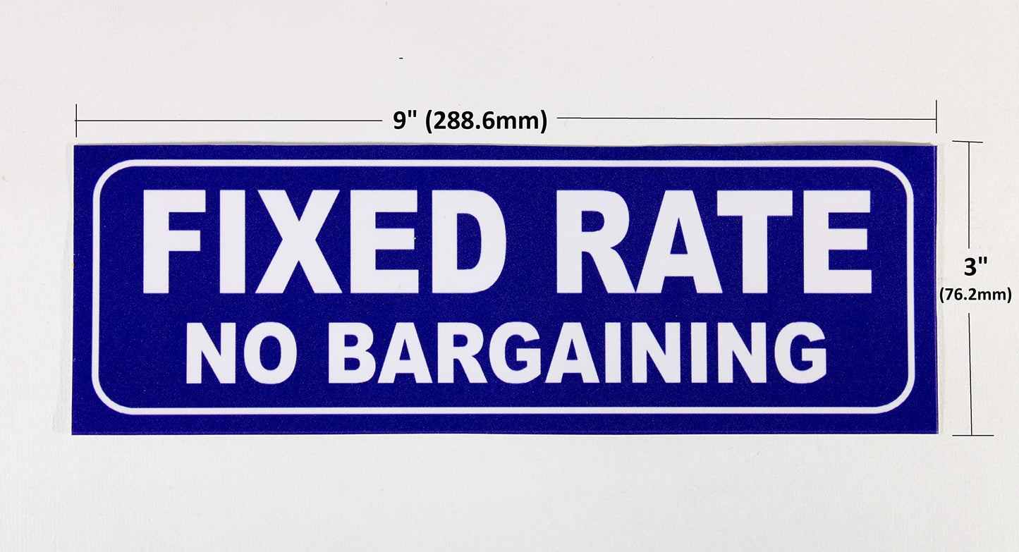 eSplanade Fixed Price No Bargaining Sign Sticker Decal - Easy to Mount Weather Resistant Long Lasting Ink Size (9" x 3")