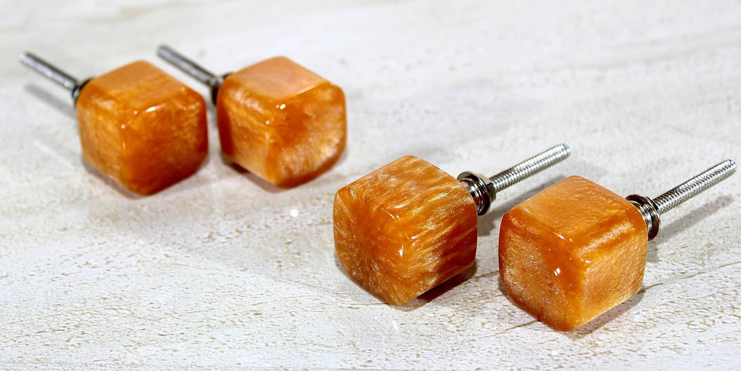 eSplanade Cupboard Drawer Door Acrylic Knobs - Set of 4 | Drawer Handles Cupboard Pulls Almirah Hooks | Acrylic Plastic - Diameter 4 cms (Orange)