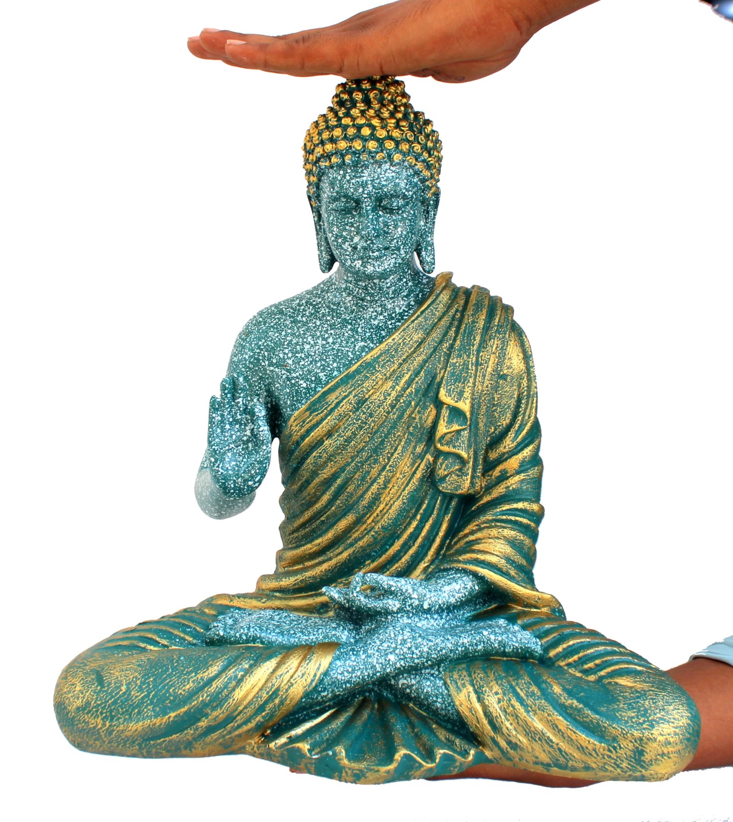 ESPLANADE Resin Meditating Buddha Showpiece | Home Decor | Idol Statue Figurine Murti | Tibetan Buddhist Statue - 14.5 Inches Height