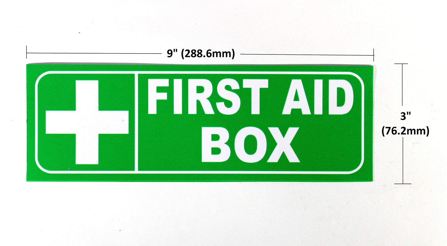 eSplanade First Aid Box Sign Sticker Decal - Easy to Mount Weather Resistant Long Lasting Ink Size (9" x 3")