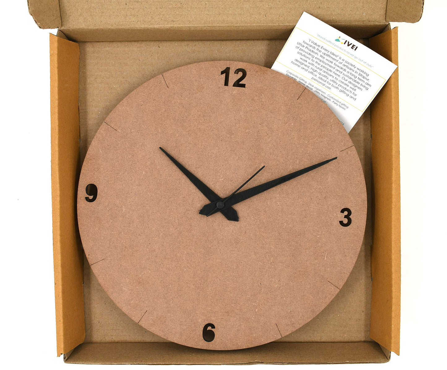 IVEI DIY Clock MDF Clock Numbers Cut - Wooden Craft - MDF Round Clock Cutout - Plain MDF Blank Wall Clock for Painting Wood Sheet Craft, Decoupage, Resin Artwork & Decoration (Round & Square)