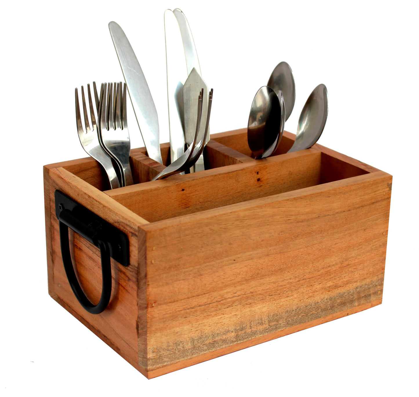 ESPLANADE Wooden Cutlery Stand Holder Caddy - Spoon Stand for Kitchen | Dining Table Chammach Stand | Multipurpose Stand for Forks, Pens, Knives | 8" Inches - Brown