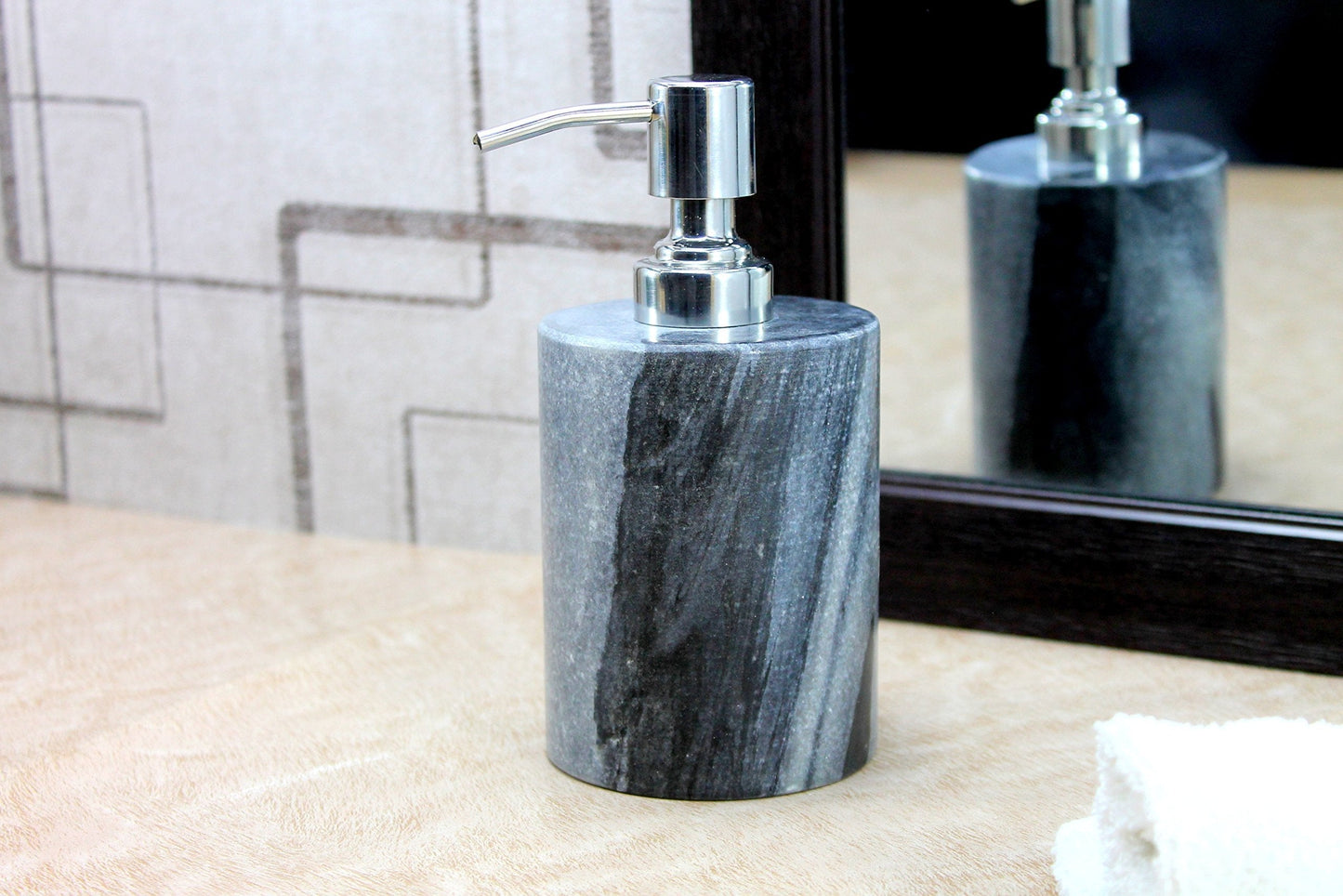 KLEO Marble Soap/Lotion Dispenser - Stone Bathroom Accessories Set Marble Bath Set