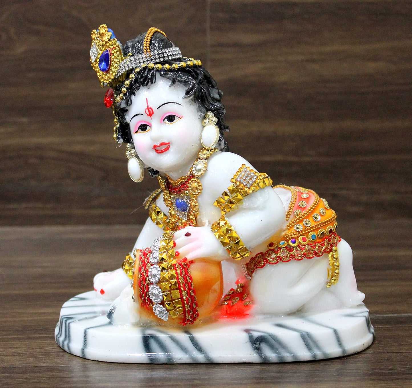 eSplanade Resin Krishna Krishan Makhan Chor Murti Idol Statue Sculpture - 7.5" & 8" Inches - Multicolour