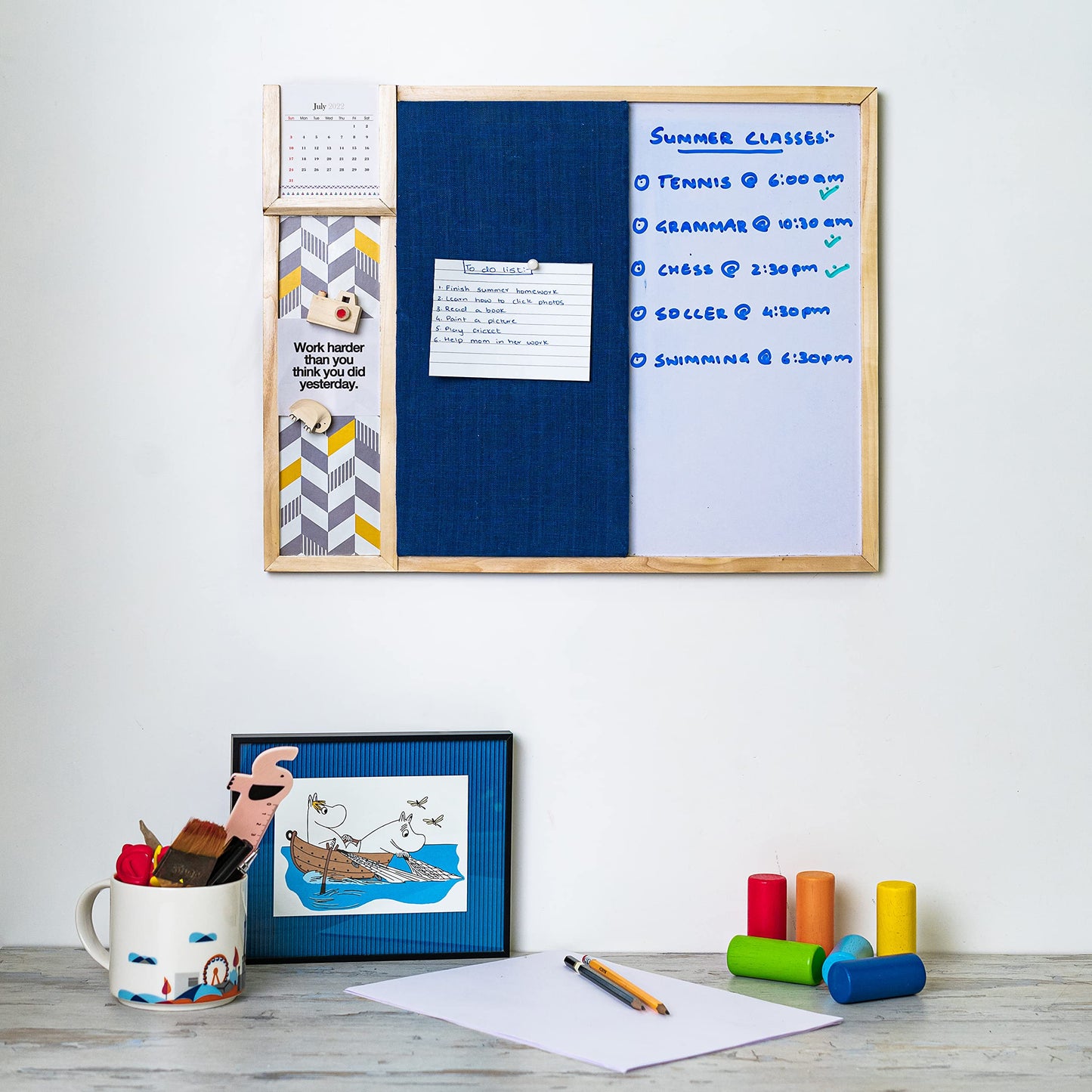IVEI Combination Board - Pin and White Board Combo - Dry Erase - Bulletin - Metal Board - Calendar | All Purpose to-do Boards for Office, School, Home | 15inX19in (BIG)