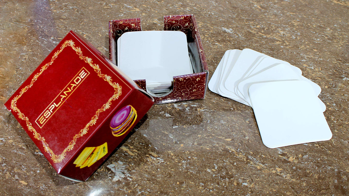 eSplanade Disposable Paper Coasters - Use and Throw Reversible Round Paper Coasters - Set of 100 - White