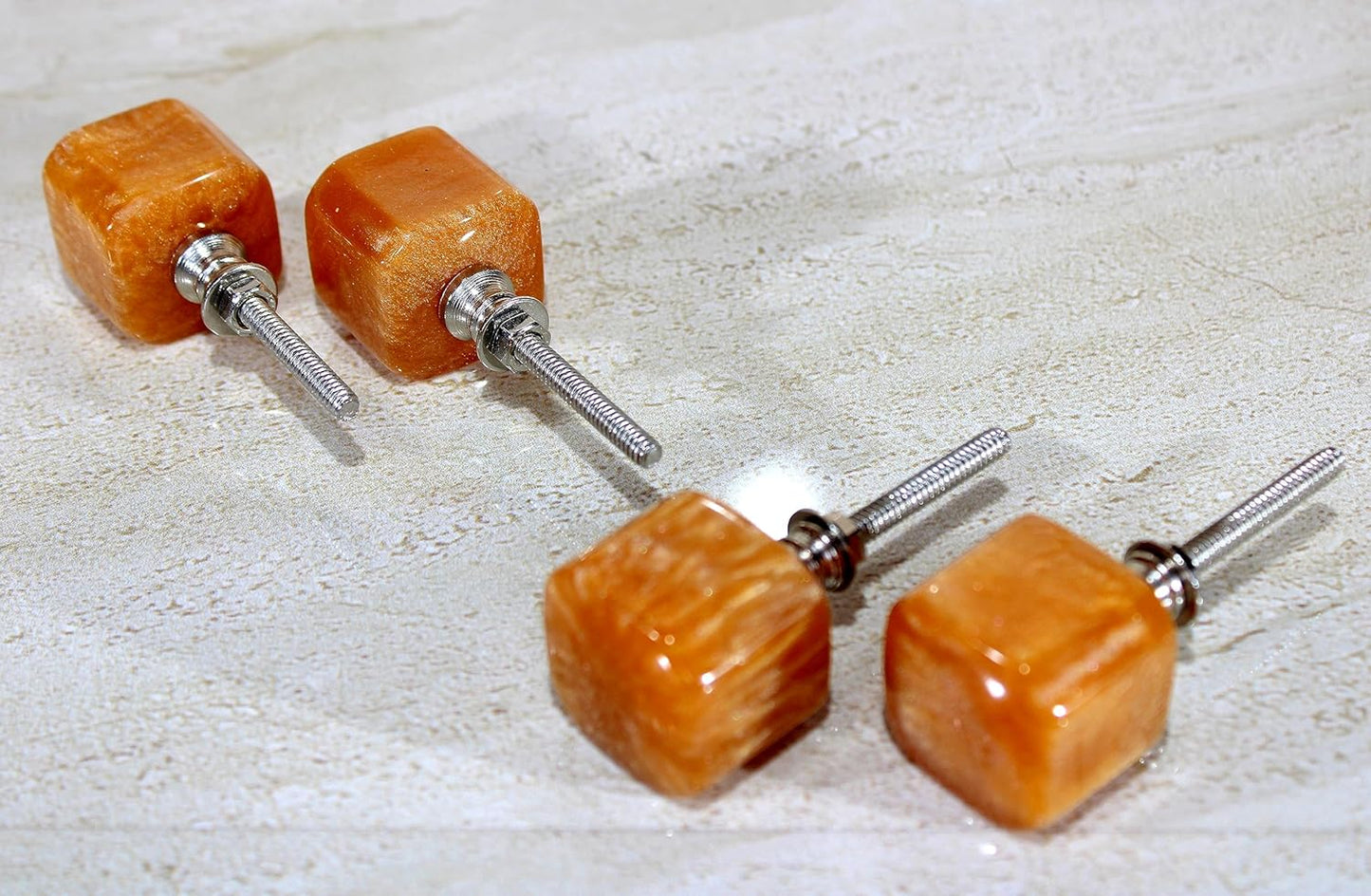 eSplanade Cupboard Drawer Door Acrylic Knobs - Set of 4 | Drawer Handles Cupboard Pulls Almirah Hooks | Acrylic Plastic - Diameter 4 cms (Orange)