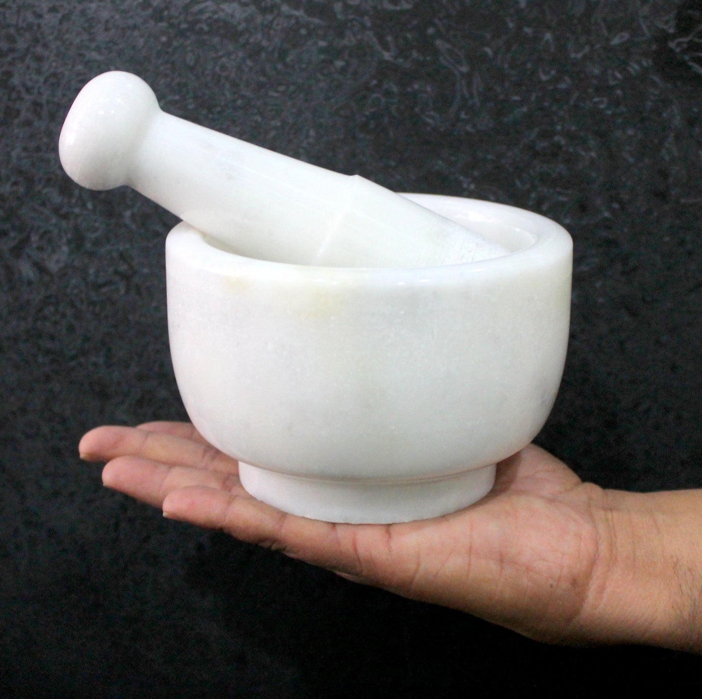 KLEO 5" Diameter Natural Stone Mortar and Pestle Set as Spice Grinder, Medicine Masher - Okhli & Musal (Black, White, Green)