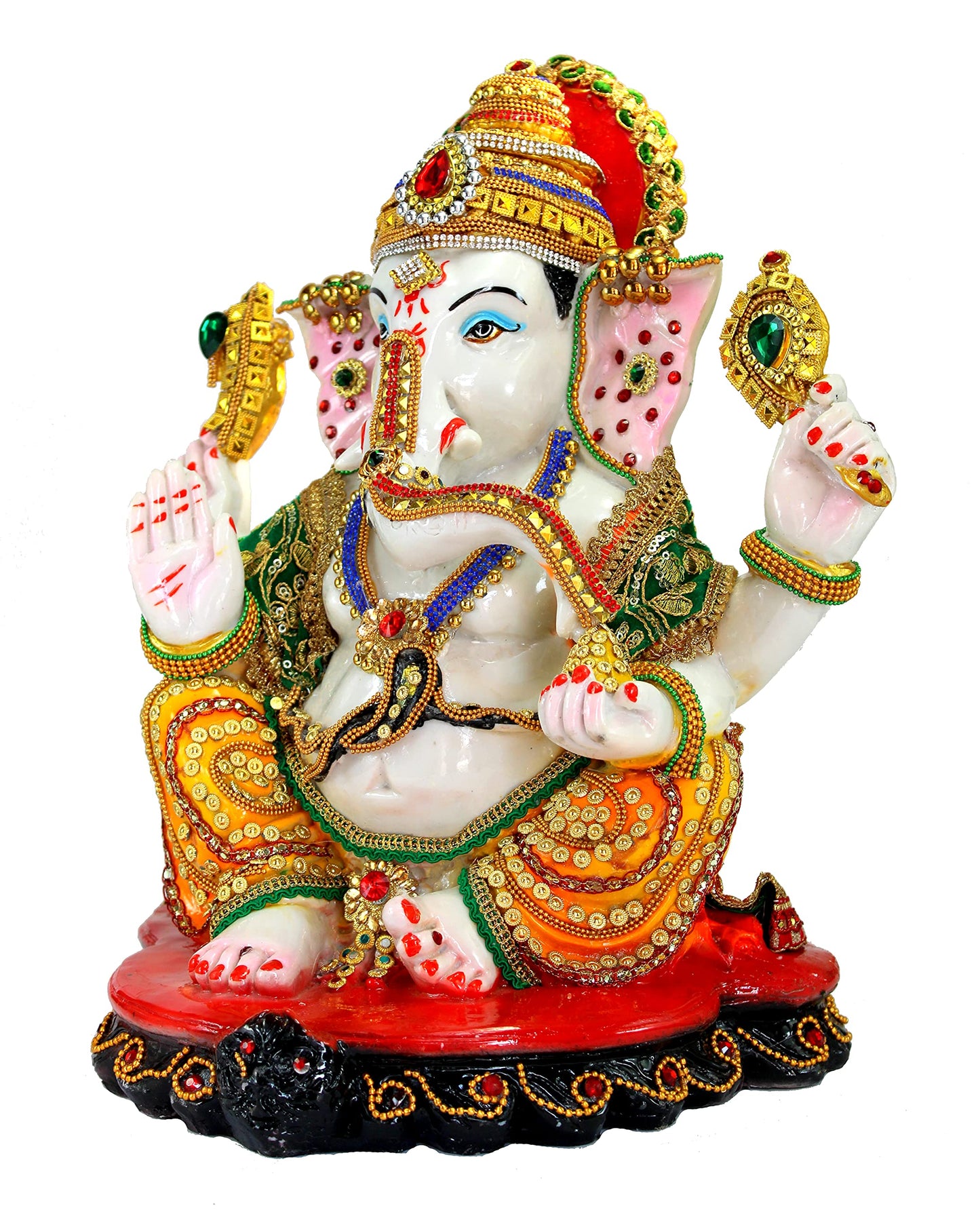 ESPLANADE Resin Ganesh Ganesha Ganpati Murti Idol Statue Sculpture (13") | Pooja Idols | Home Decor