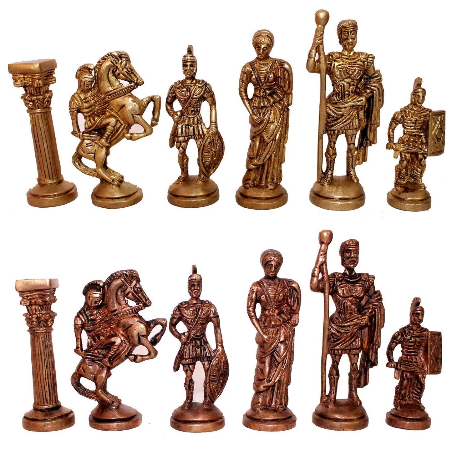 StonKraft 20" X 20" Collectible Green Marble Chess Game Board Set Roman Figure Brass Crafted Pieces Chessmen Coins