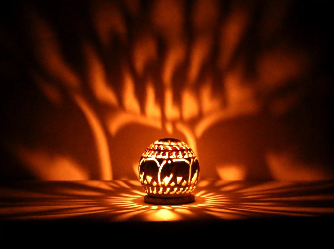 Jamun 4 Inch Assorted Soapstone Sculpture Votive / Candle / Tealight Holder - Floral / Elephant Decorative Tea Light