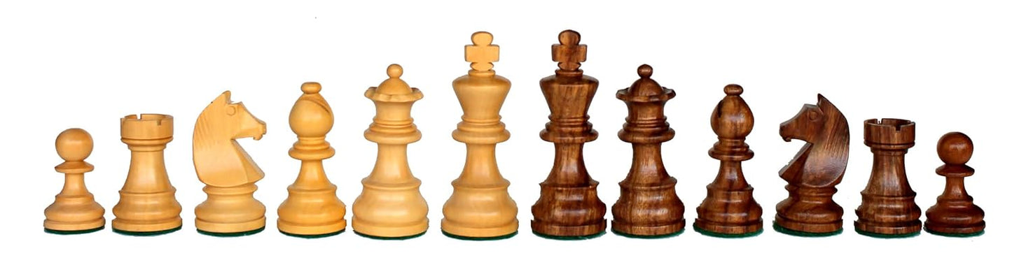 StonKraft Wooden Chessmen Figurine Pieces with 3'' King (Brown)