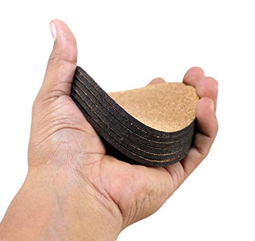 KLEO - Bar Beer Coffee Cork Coasters Set (Set of 6) - Long Lasting, Heat Resist, Absorbs Spilled Liquid, Non Slippery and Scratch Free