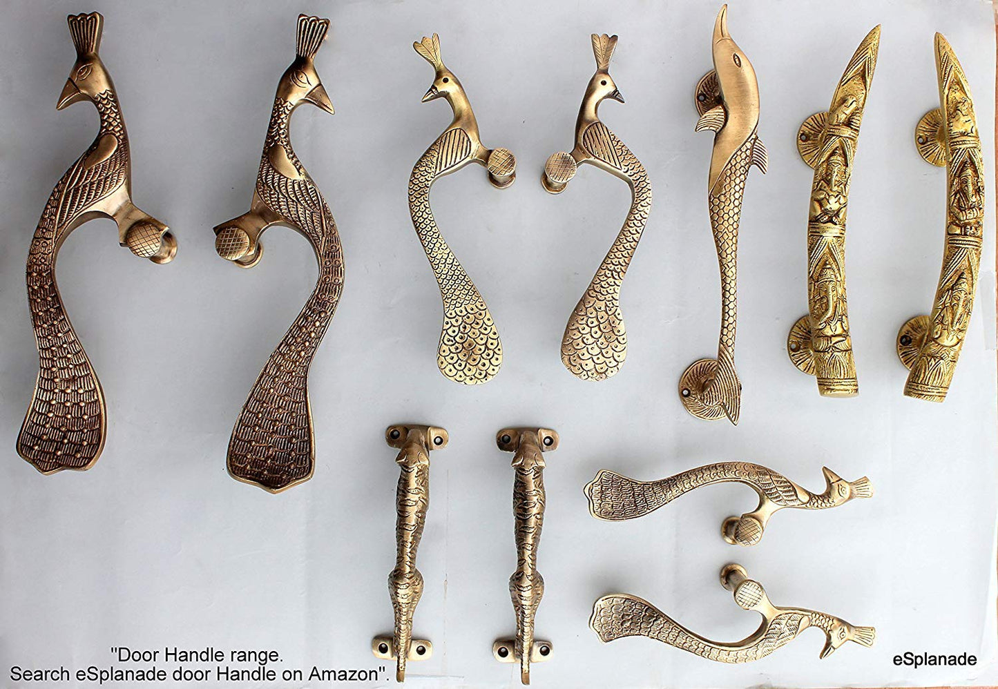 ESPLANADE - Designer Brass Door Handle Pair (2 pcs) | Tribal Face Door Pulls (1 x 6.5 inches) - Bronze, 100% Brass