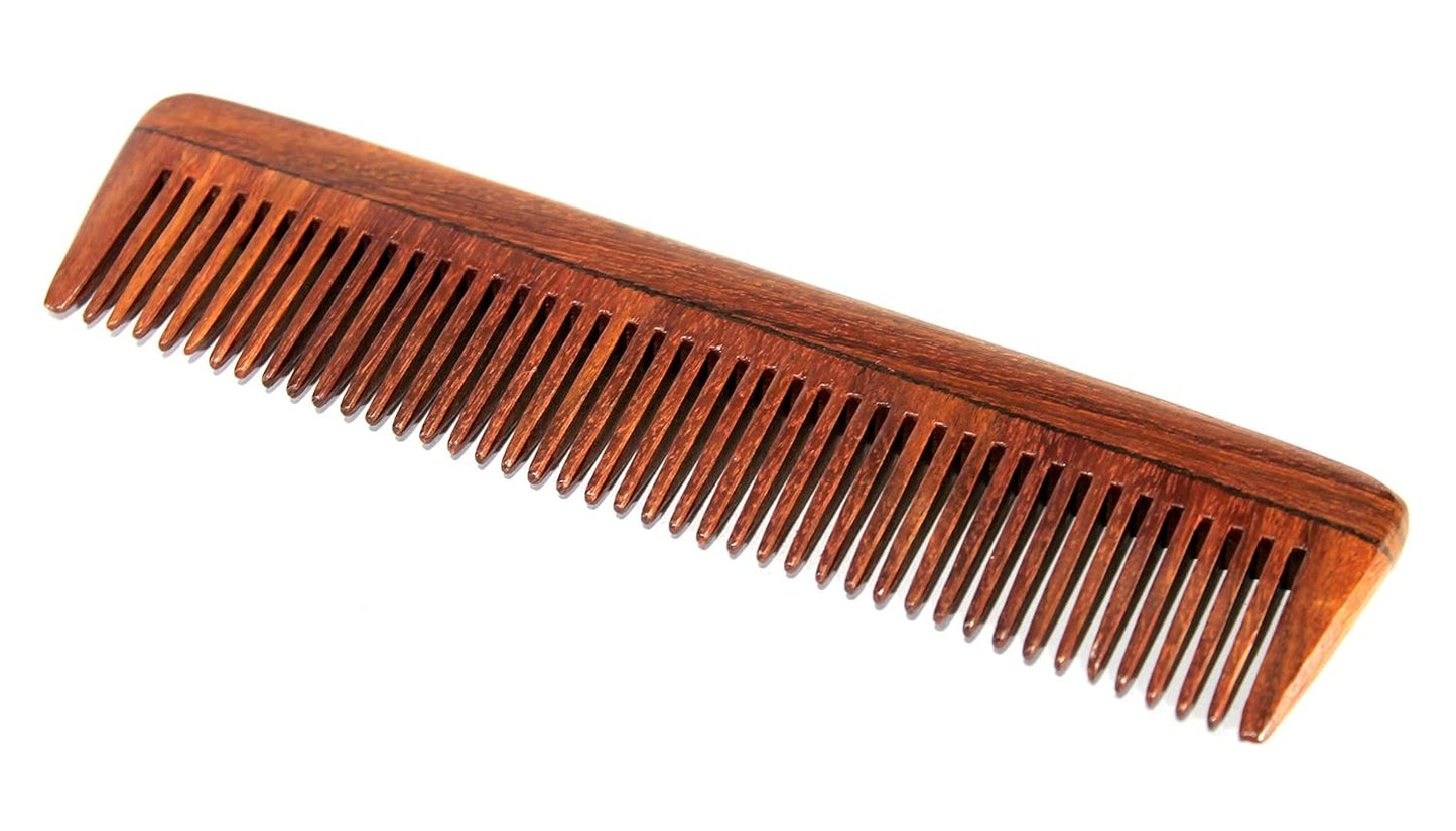 eSplanade Wooden Pocket Comb for Men & Women - Sheesham Wood Handmade Anti-Static Hair Beard Comb - Brown - 5" Inches