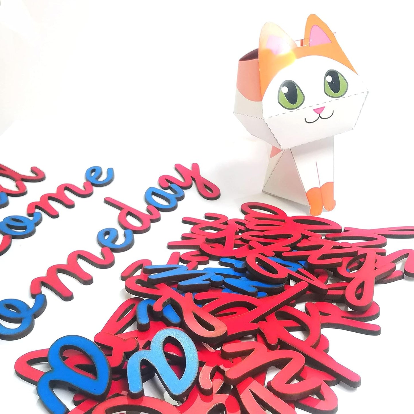 MFM Toys English Cursive Alphabets ~ 70pcs Lowercase Cutouts | Ages 4+ (Non Magnetic)