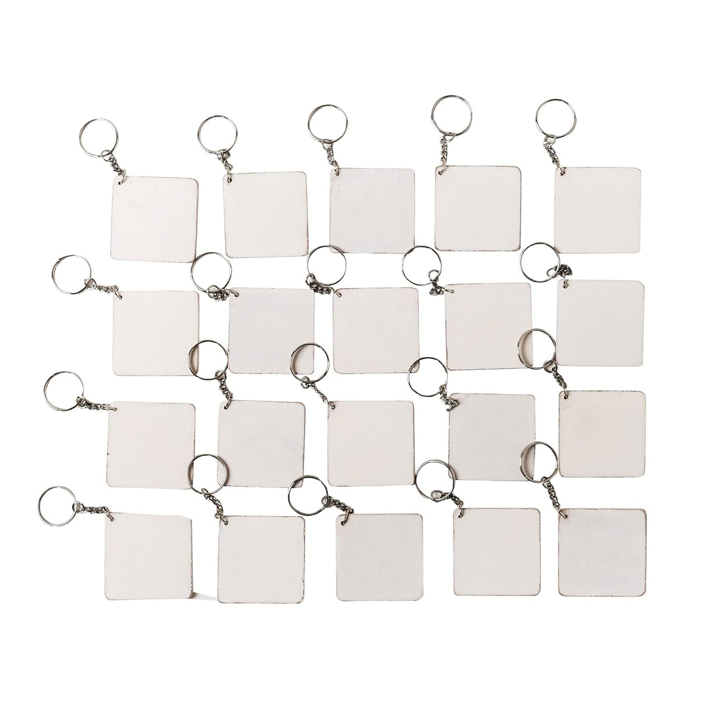 IVEI DIY MDF Key Chains with Primer - Wooden Sheet Craft - Set of 20, 2 in X 2 in for Decoupage, Resin Art Work & Decoration