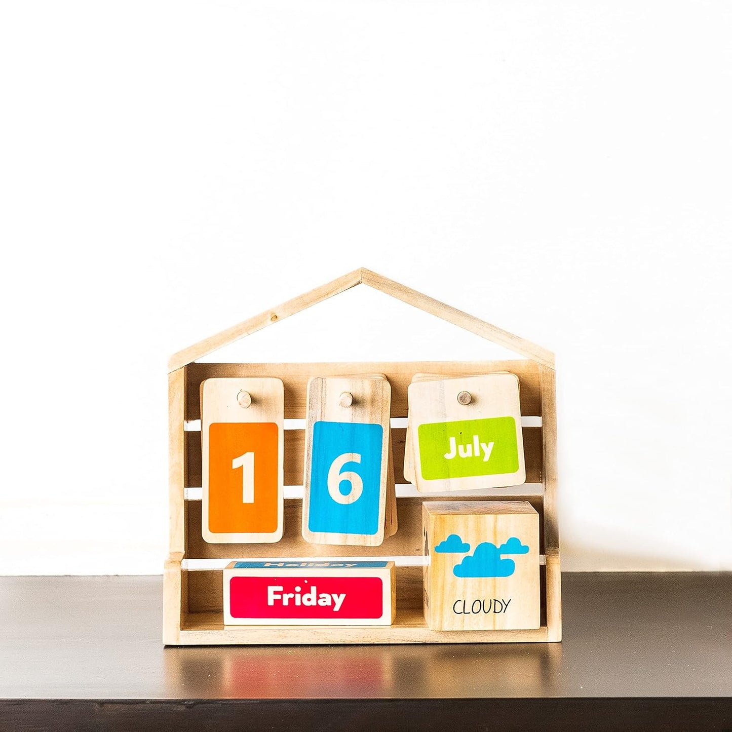 IVEI Wooden Hut Calendar - Kids Calendar - Toddler Learning Calendar - Educational Learning Toy
