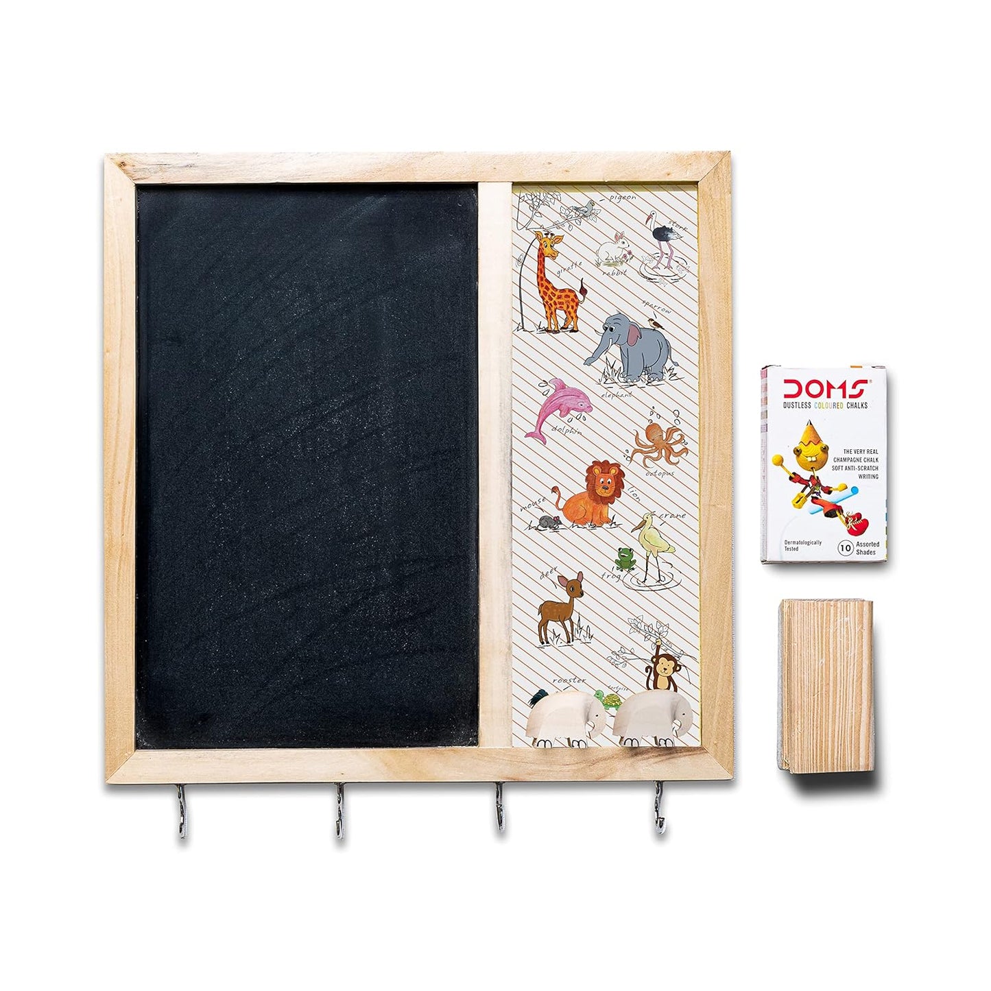 IVEI Metal Panel Black Board & Bulletin Board with Hooks for Fun Learning Kids Activity & Room Decor Notice Board, 11.5x10.5X.75 in - Wooden