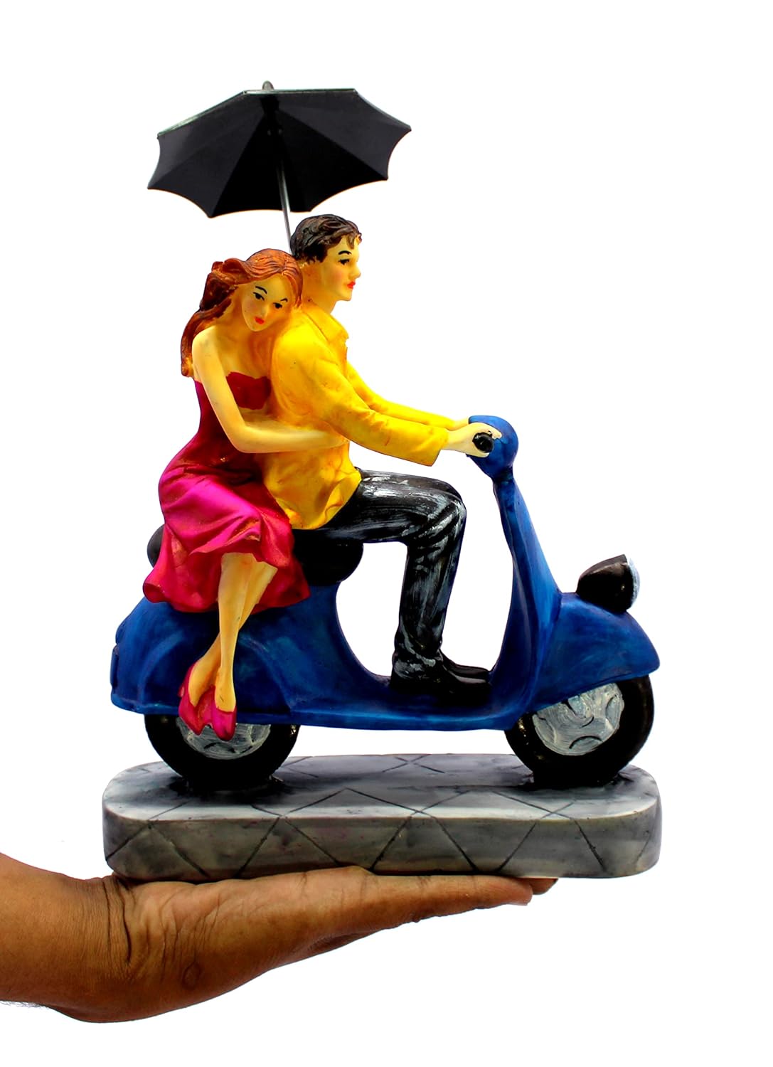 ESPLANADE Resin Scooter Love Couple Showpiece Statue Sculpture Figurine - Home Decor - 9" Inches - Multi