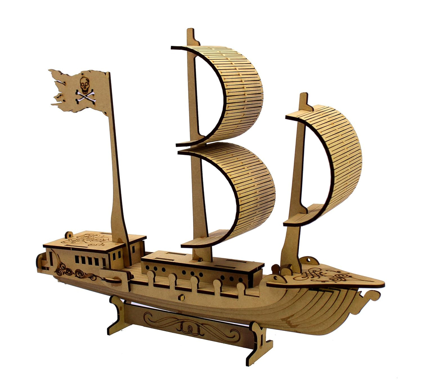 StonKraft 3D Wooden Puzzle Ship – DIY Construction Toy & Modeling Kit | 95-Piece MDF Pirate | Build Your Own Ship | Educational & Brain Teaser Puzzle for Kids & Adults