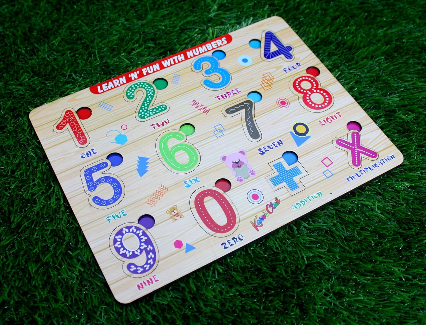 Stonkraft Wooden Numerals | Preschool Learning Board Puzzle for Kids Infants Toddlers (Numerals)