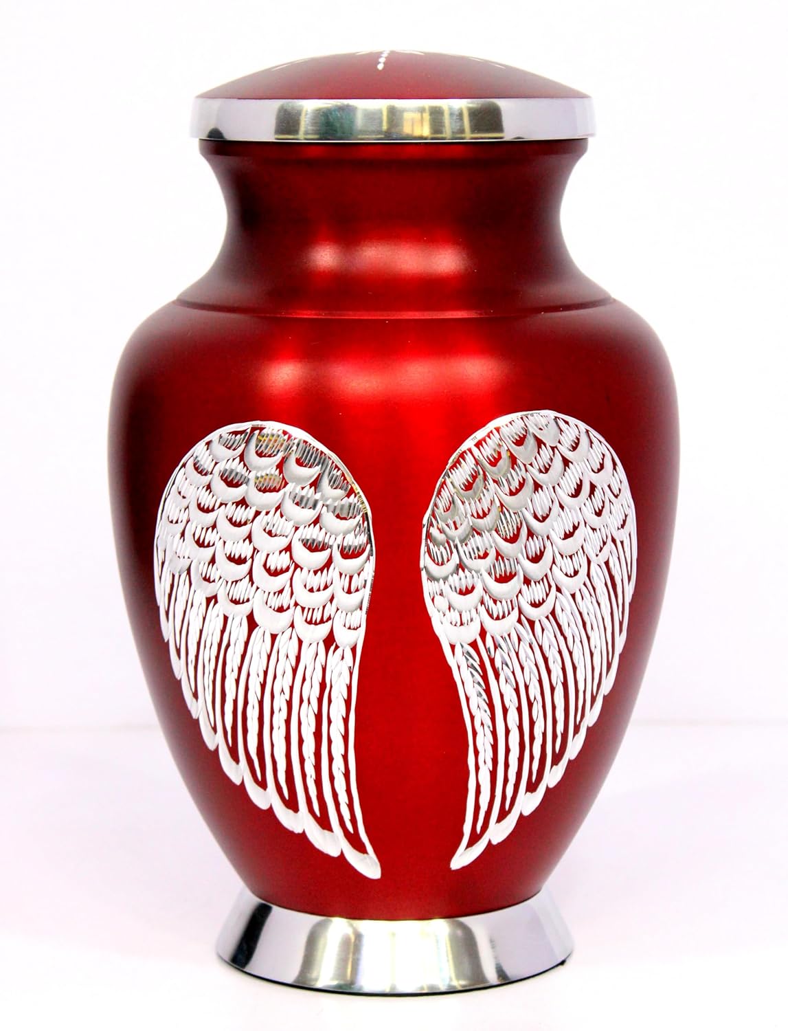 eSplanade Cremation Urn Memorial Human Ashes Container Jar Pot | Burial Funeral Urns | Angel Wings (Red, 10" Inches)
