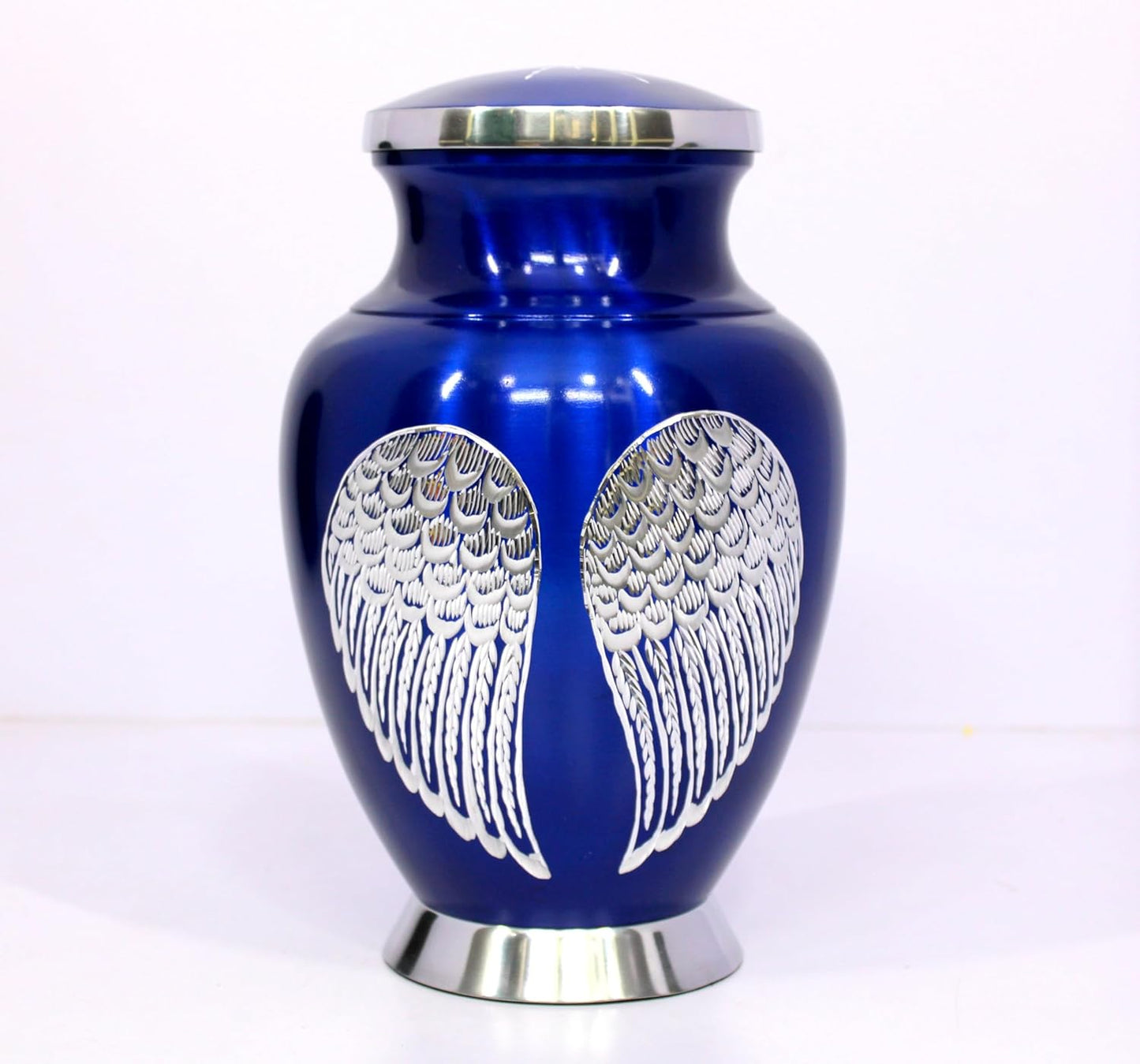 eSplanade Cremation Urn Memorial Human Ashes Container Jar Pot | Burial Funeral Urns | Angel Wings (Blue, 10" Inches)