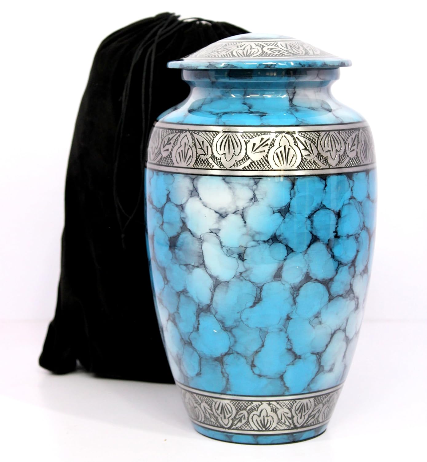 eSplanade Cremation Urn Memorial Human Ashes Container Jar Pot | Burial Funeral Urns | Clouds (Blue, 10 Inches)