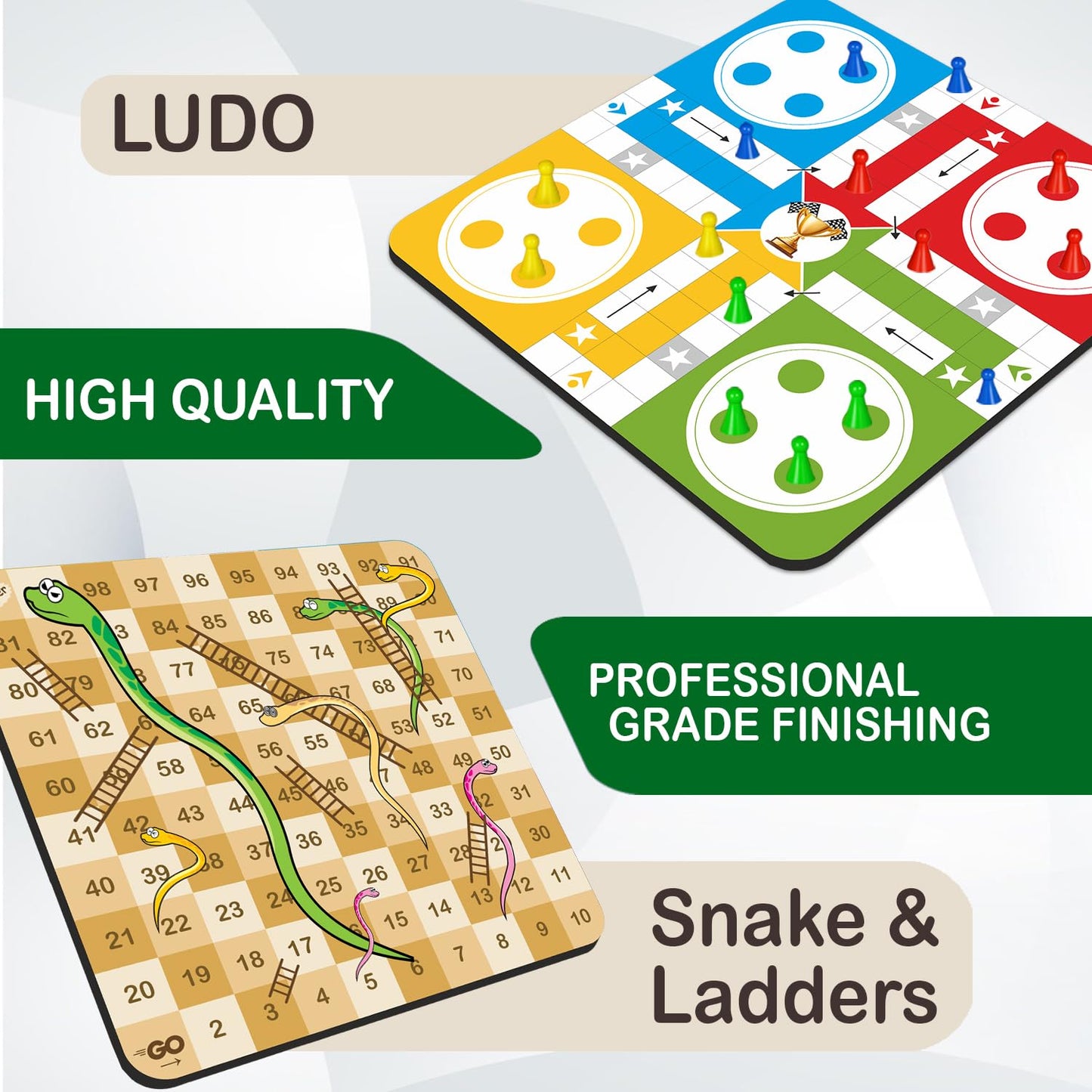 Clapjoy Wooden 4 in 1 Board Game for Kids & Adults| Ludo & Chess |Snake Ladder & Tic Tac Toe| Size 12 x 12 inch | Ideal for Parties, Fun, and Family Game Nights