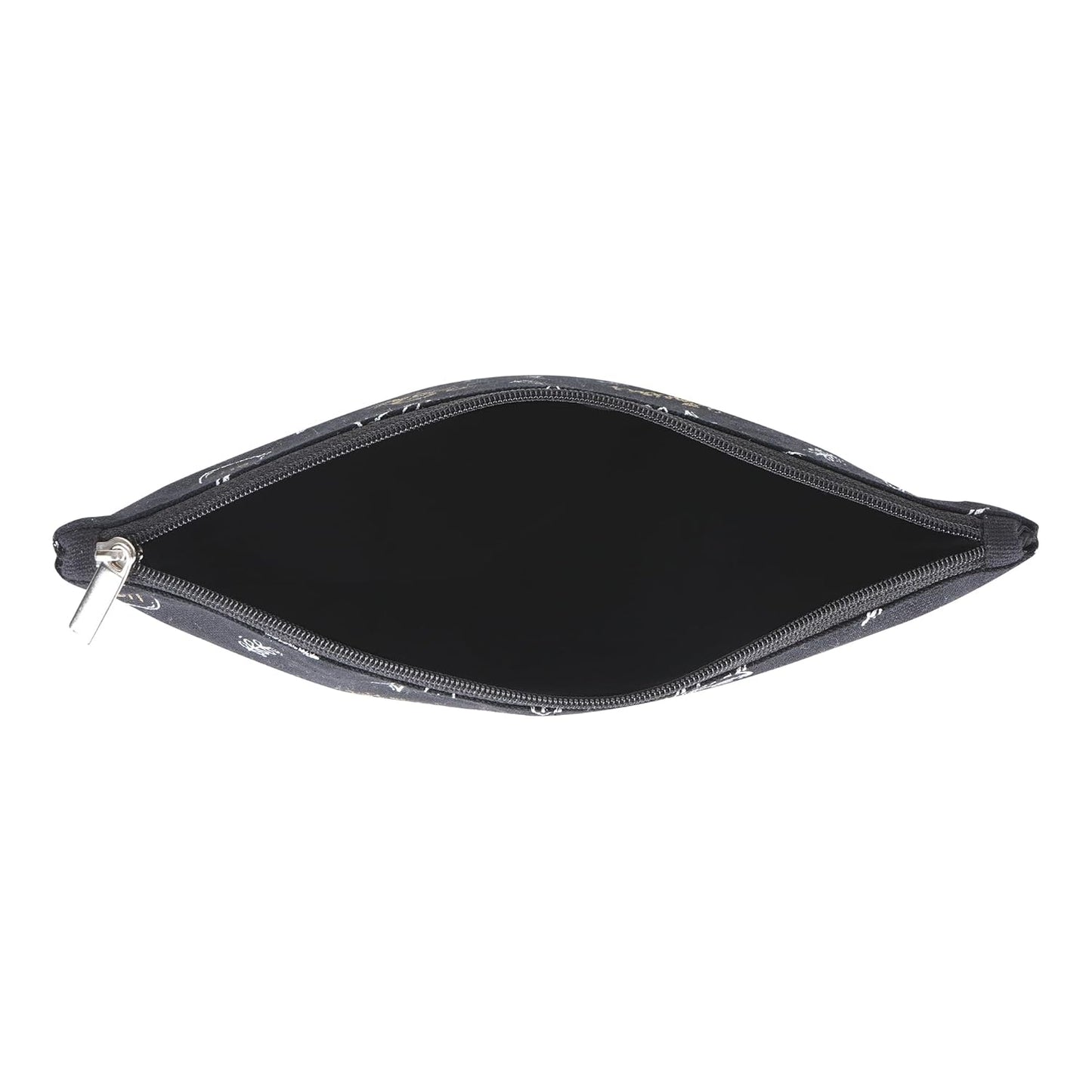 Skapadoro Travel Organiser Multipurpose Pouch Kit for Girls Women, Cotton with PetBottle Recycled Lining Set of 2 - Make-up Pouch, Toiletries Kit (Black)