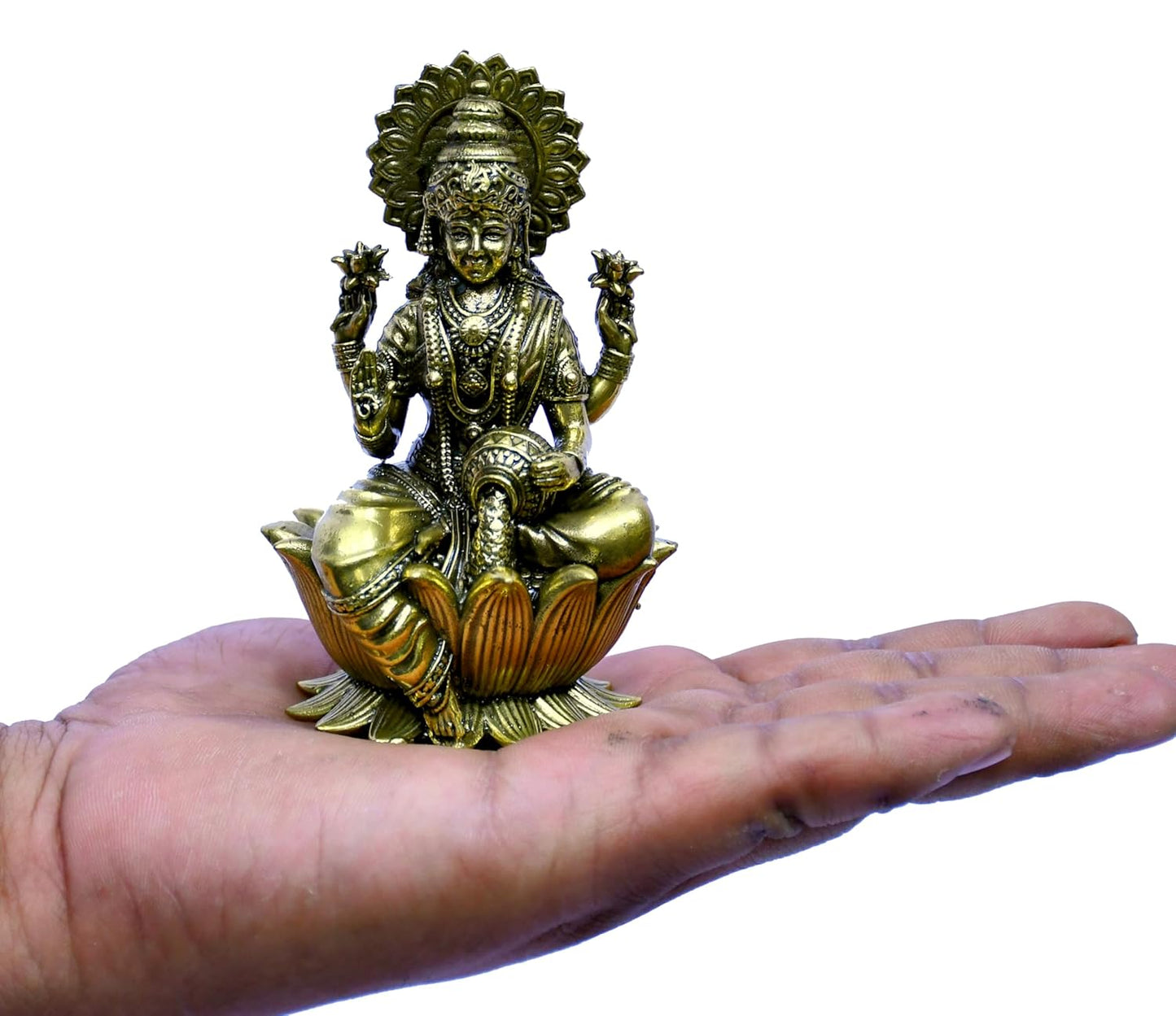 ESPLANADE Laxmi Ganesh Idol for Home Décor, 4" Sitting on Lotus Ganesha Lakshmi Devi Idols Set, Brass Decoration Items for Home, Laxmi Ganesh Murti for Pooja Room