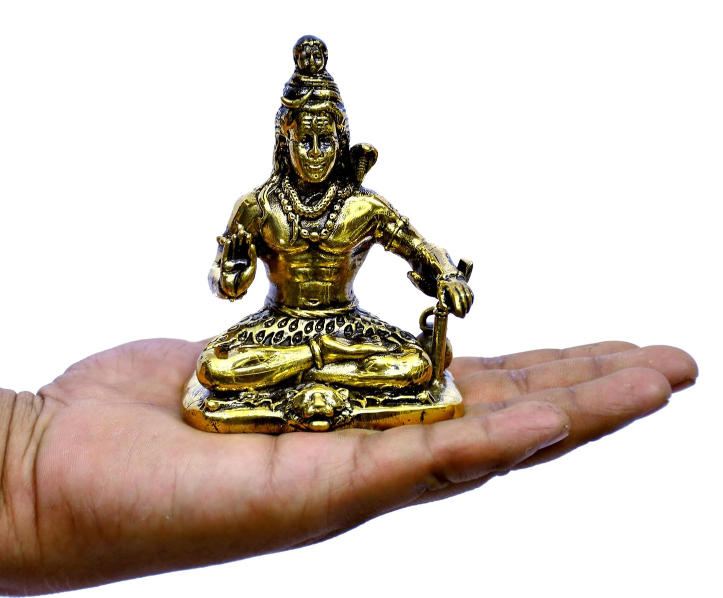 ESPLANADE Brass Shiva Idol – 4" Shiv Mahadev Murti, Adiyogi Statue, Brass Decoration Items for Home and Temple, Shankar Murti