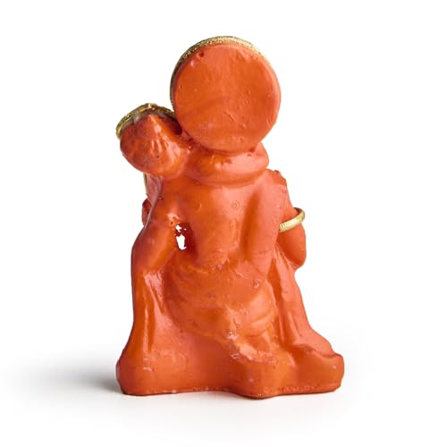 ESPLANADE Resin Hanuman Idol for Car Dashboard – Bajrangbali Murti in Sitting Blessing Pose for Home Temple & Office Décor, Multicolour Sankat Mochan Miniature Desk Statue (3" Inches)