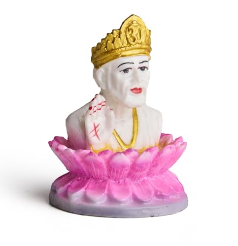 ESPLANADE Murti for Car Dashboard – Ashirwad Idol for Home Temple, Office Décor – Resin Figurine (Sai Baba)