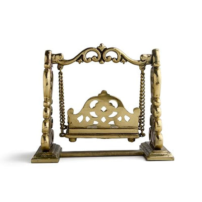 Esplanade Brass Ladoo Gopal Swing Jhula – 9" Handcrafted Krishna Jhoola Statue for God Idol, Mandir Pooja Décor, Janmashtami Showpiece