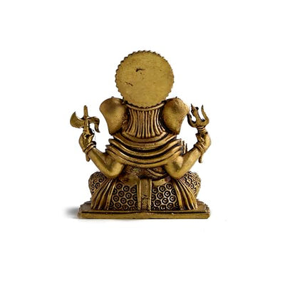 ESPLANADE Brass Ganesh Murti - 3-inch, Small Ganesha Idol for Home Mandir, Diwali, Pooja Décor, Housewarming Gift Detailing