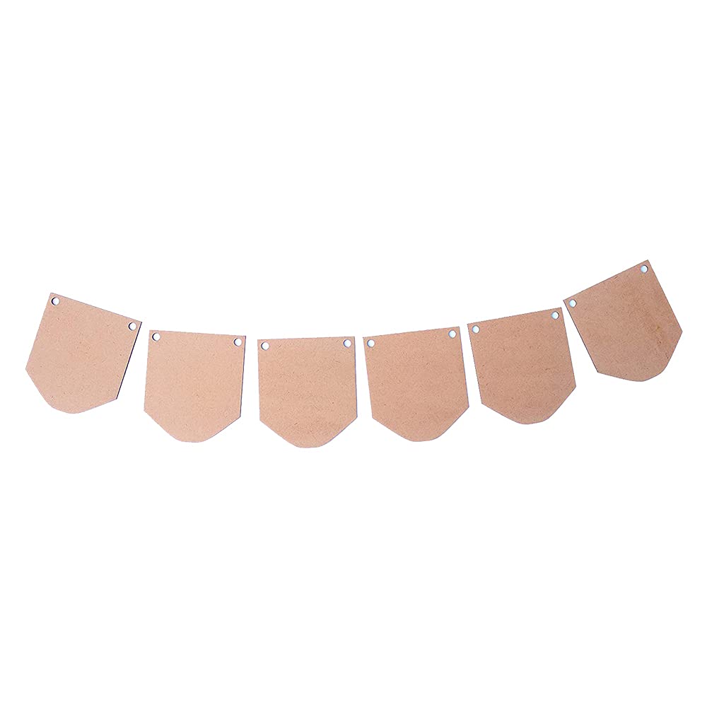 IVEI DIY Wood Sheet Craft - MDF Cutouts Bunting/Toran - Scallop Painting MDF Wooden Sheet Craft - 6pcs for Decoupage MDF Plains, Resin Art Work & Decoration