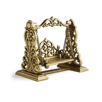 Esplanade Brass Ladoo Gopal Swing Jhula – 9" Handcrafted Krishna Jhoola Statue for God Idol, Mandir Pooja Décor, Janmashtami Showpiece